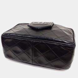 Pre Owned Chanel Coco Mark Black Gold Lambskin Tassel Chain Shoulder Bag