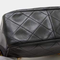 Pre Owned Chanel Coco Mark Black Gold Lambskin Tassel Chain Shoulder Bag