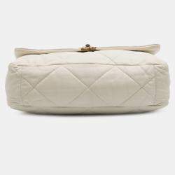 Pre Owned Chanel White Maxi Lambskin 19 Flap