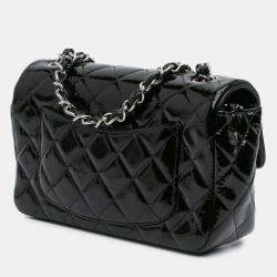 Pre Owned Chanel Black Mini Rectangular Classic Patent Single Flap