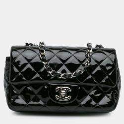 Pre Owned Chanel Black Mini Rectangular Classic Patent Single Flap
