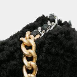 Pre Owned Chanel Black Medium Shearling 19 Flap