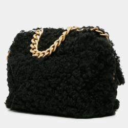 Pre Owned Chanel Black Medium Shearling 19 Flap