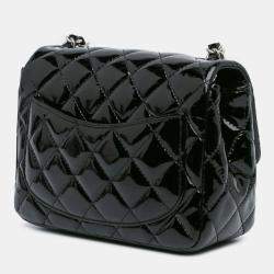 Pre Owned Chanel Black Mini Square Classic Patent Single Flap