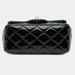 Pre Owned Chanel Black Mini Square Classic Patent Single Flap