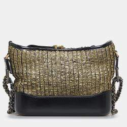 Pre Owned Chanel Black Small Painted Knit Gabrielle Crossbody Bag