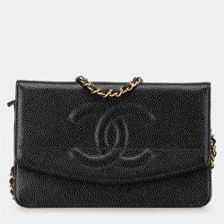Pre Owned Chanel Black CC Caviar Wallet on Chain