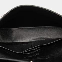 Pre Owned Chanel Black/White Medium Classic Tweed Double Flap