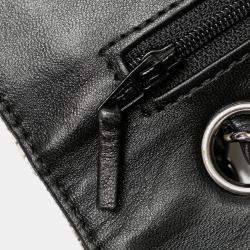 Pre Owned Chanel Black/White Medium Classic Tweed Double Flap