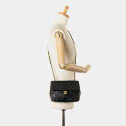 Pre Owned Chanel Black Mini Square Classic Lambskin Single Flap