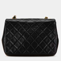 Pre Owned Chanel Black Mini Square Classic Lambskin Single Flap