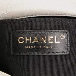 Pre Owned Chanel White Mini Quilted Lambskin Side Note Flap