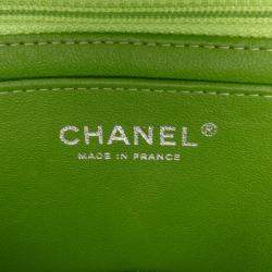 Pre Owned Chanel Green Mini Rectangular Classic Velvet Single Flap