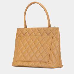 Pre Owned Chanel Beige Caviar Medallion Tote