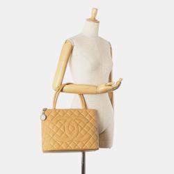 Pre Owned Chanel Beige Caviar Medallion Tote