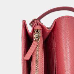 Pre Owned Chanel Pink Quilted Caviar Golden Class Wallet On Chain
