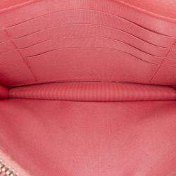 Pre Owned Chanel Pink Quilted Caviar Golden Class Wallet On Chain