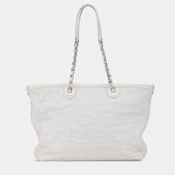 Pre Owned Chanel Grey Small Quilted Caviar Daily Shopping Tote