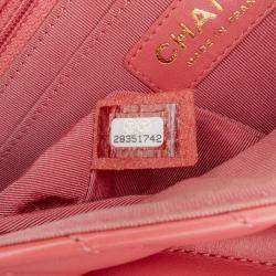 Pre Owned Chanel Pink Medium Chevron Lambskin Statement Flap