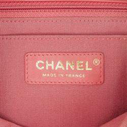 Pre Owned Chanel Pink Medium Chevron Lambskin Statement Flap