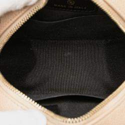 Pre Owned Chanel Beige Black Caviar CC Filigree Round Crossbody