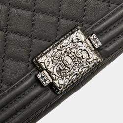 Pre Owned Chanel Grey Paris-Dallas Old Medium Quilted Calfskin Cowboy Boy Flap