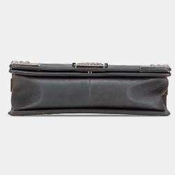 Pre Owned Chanel Grey Paris-Dallas Old Medium Quilted Calfskin Cowboy Boy Flap