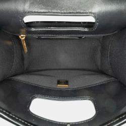 Pre Owned Chanel Black Mini Quilted Patent Graphic Catch Flap