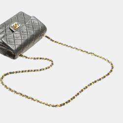 Pre Owned Chanel Black Mini Square Classic Lambskin Single Flap