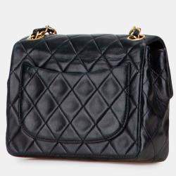 Pre Owned Chanel Black Mini Square Classic Lambskin Single Flap