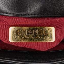 Pre Owned Chanel Black Mini Quilted Calfskin Pearl CC Accordion Flap