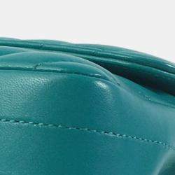 Pre Owned Chanel Green Mini Rectangular Chevron Lambskin Single Flap