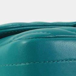 Pre Owned Chanel Green Mini Rectangular Chevron Lambskin Single Flap