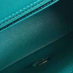 Pre Owned Chanel Green Mini Rectangular Chevron Lambskin Single Flap
