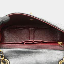 Pre Owned Chanel Black Small Square Quilted Lambskin Flap