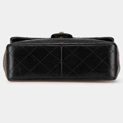 Pre Owned Chanel Black Small Square Quilted Lambskin Flap
