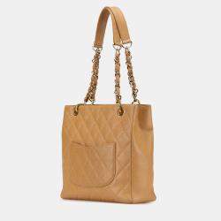 Pre Owned Chanel Brown Caviar Petite Shopping Tote