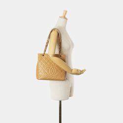 Pre Owned Chanel Brown Caviar Petite Shopping Tote