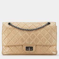 Pre Owned Chanel Gold Reissue 2.55 Aged Calfskin Double Flap 227