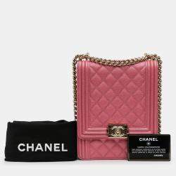 Pre Owned Chanel Pink North South Boy Flap