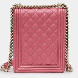 Pre Owned Chanel Pink North South Boy Flap