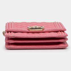Pre Owned Chanel Pink North South Boy Flap