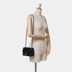 Pre Owned Chanel Black Mini Square Classic Patent Single Flap