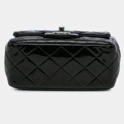 Pre Owned Chanel Black Mini Square Classic Patent Single Flap