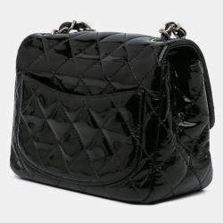 Pre Owned Chanel Black Mini Square Classic Patent Single Flap