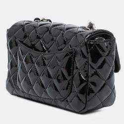Pre Owned Chanel Black Mini Rectangular Classic Patent Single Flap