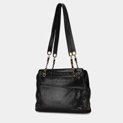 Pre Owned Chanel Black CC Lambskin Chain Tote