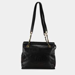 Pre Owned Chanel Black CC Lambskin Chain Tote