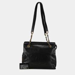 Pre Owned Chanel Black CC Lambskin Chain Tote