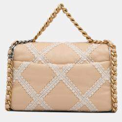 Pre Owned Chanel Beige Medium Crochet Calfskin 19 Flap